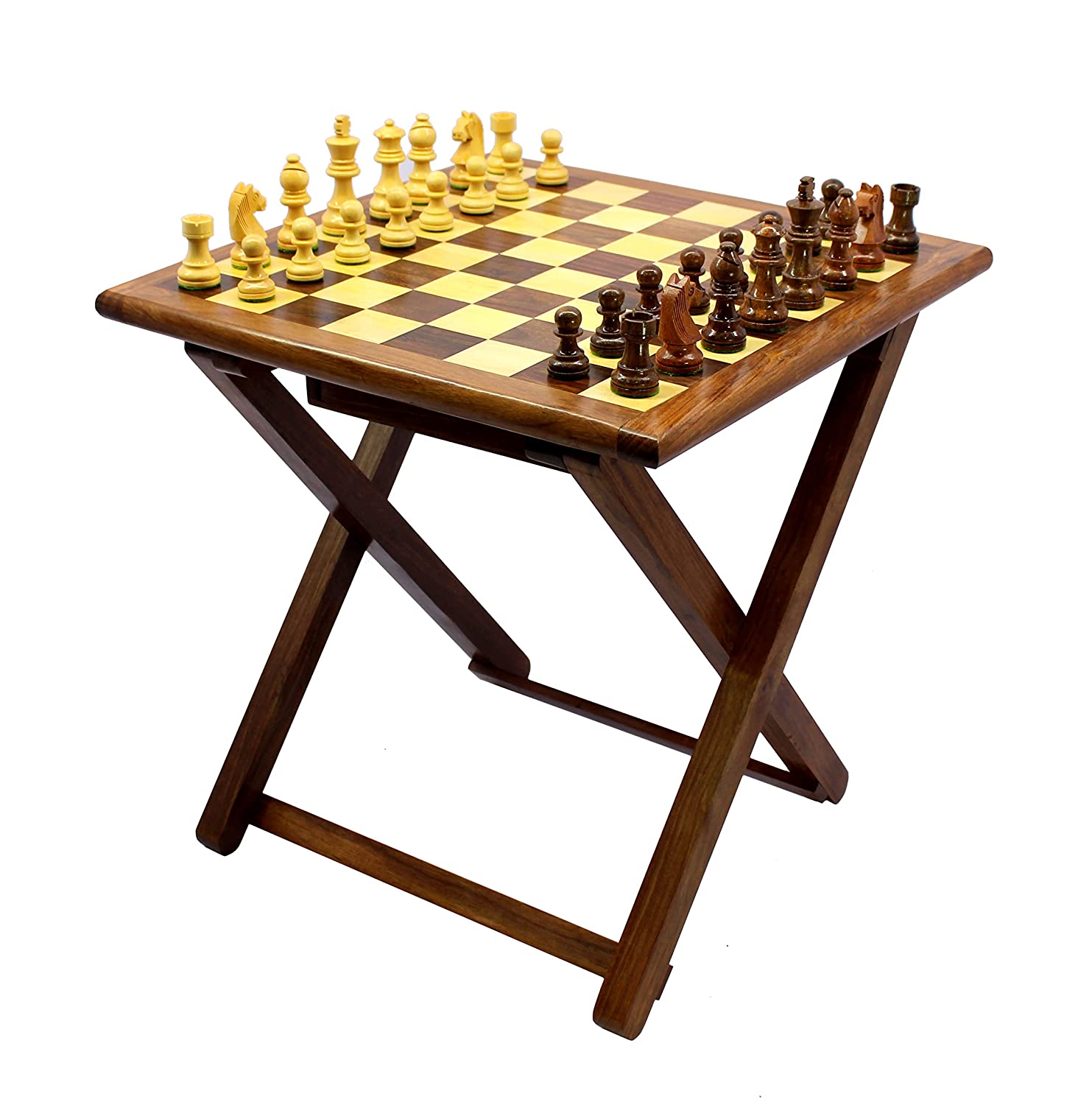 Stonkraft Wooden Chess Board Foldable Table Wood Chess Pieces