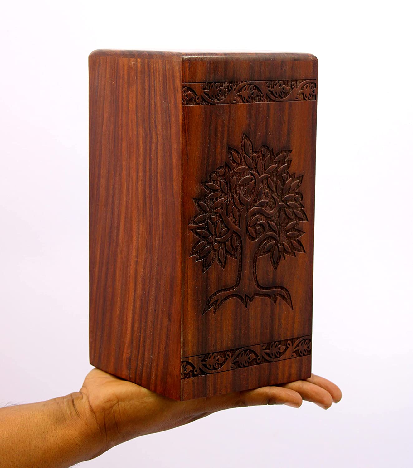 eSplanade Wooden Cremation Urn for Ashes | Engraved Tree of Life Urn ...