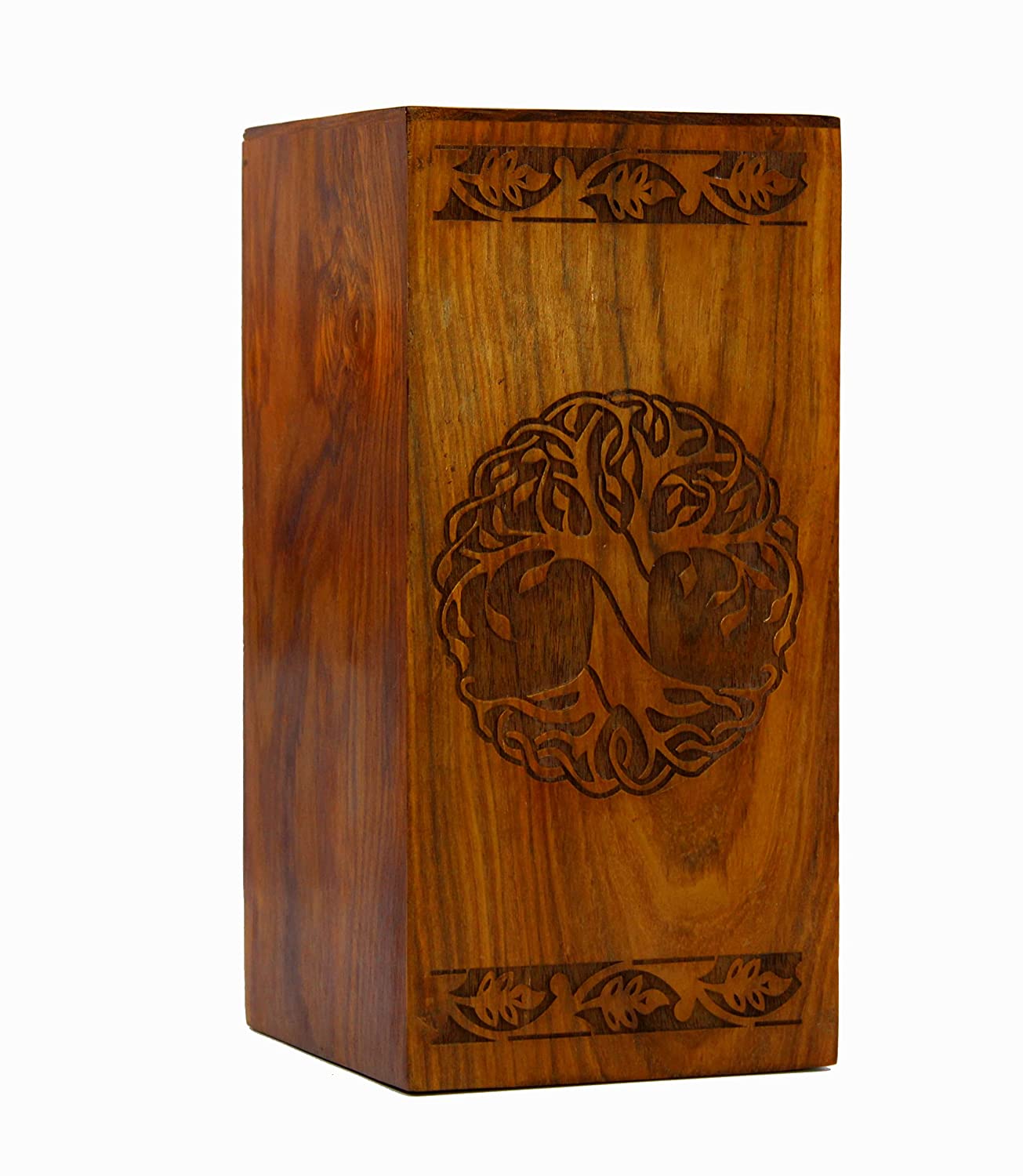 eSplanade Wooden Cremation Urn for Ashes | Engraved Tree of Life Urn ...