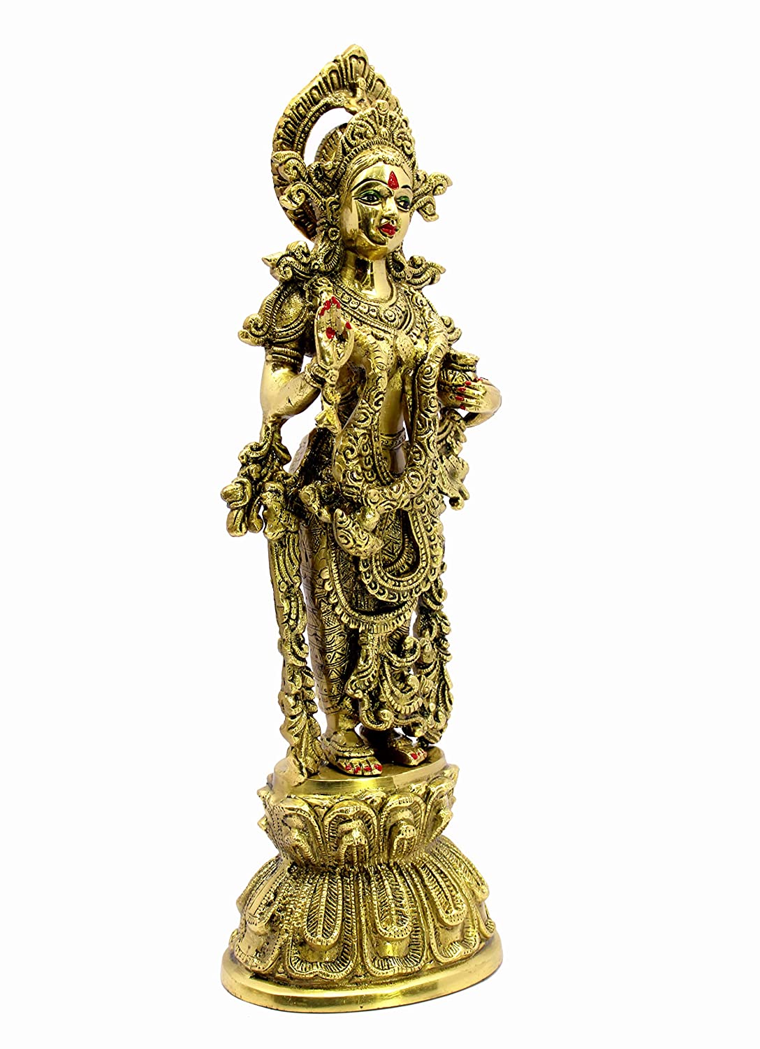 eSplanade Brass Radha Murti Idol Statue Sculpture - Golden - 18